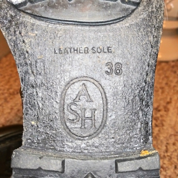 ASH Ryhanna Silver & Rhinestone Studded Distressed Pewter Leather Combat Boots - Picture 10 of 11